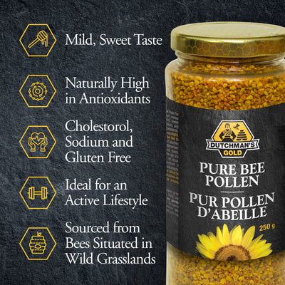 Wholesale - Bee Pollen Granules 250 g Glass Jar