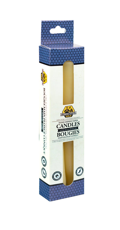 Dutchman's Gold Beeswax Hand Dipped Taper - 6 inch (pair)